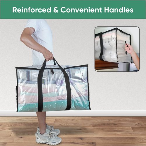 3 Pack Heavy Duty Moving Bags with Zipper – Extra Large Waterproof Storage Totes, Reinforced Handles for Packing, Moving, Dorm & Seasonal Clothes