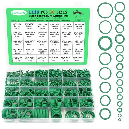 O Ring, 1110PCS 30 Sizes Nitrile Rubber O Ring Assortment Kit,Car Air Conditioning, Auto Vehicle Repair Faucet Plumbing Air or Gas Sealing Connections Resist Oil and Heat
