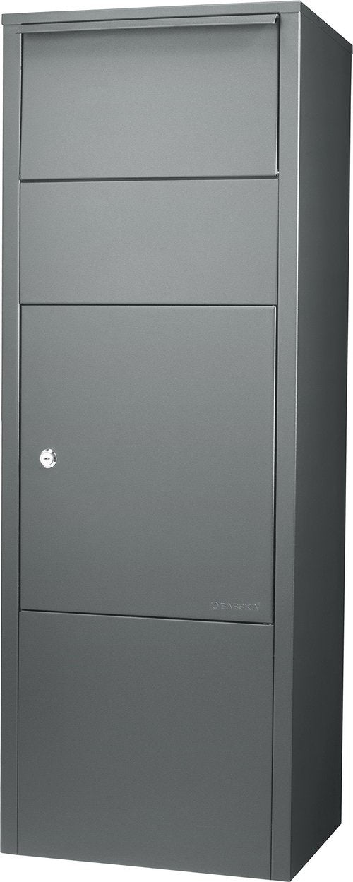 Winbest Large Steel Freestanding Floor Parcel Lockable Drop Slot Mail Box, Grey