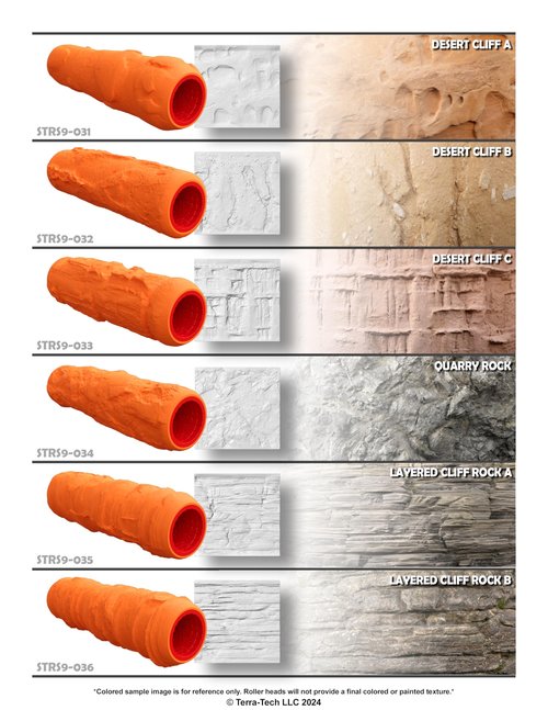 Terra-Tech™ 9" Premium Silicone Texture Roller Stamp for Epoxy (9 Inch, Sandstone Rock B)