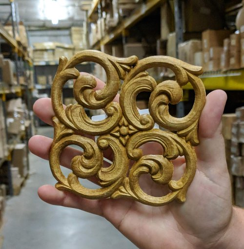 Osborne Large Embossed Wood Square Decorative Applique in Knotty Pine, Carved Wooden Ornament for Furniture, Walls, Cabinets and More, Unfinished Wood Applique is Sanded and Ready to be Stained