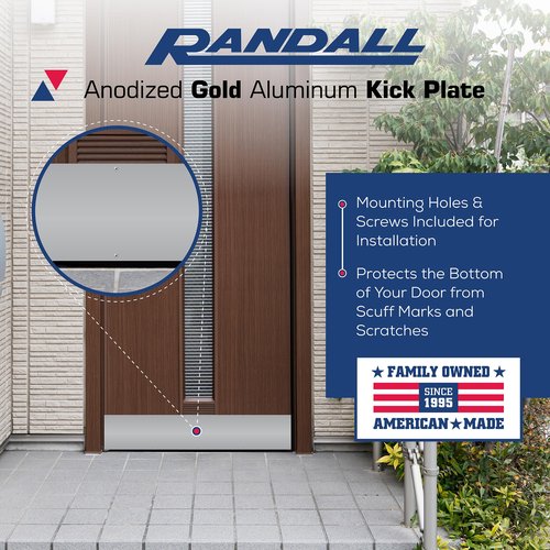 Randall Manufacturing Co., Inc | Satin Silver Kick Plate | 8” x 30” | Heavy Gauge Aluminum | Mill Finish | Mounting Holes & Screws Included for Installation | Protects from Marks & Scratches