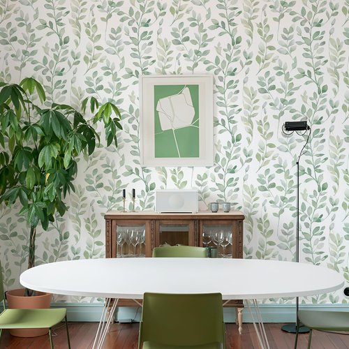 MelunMer Modern Leaf Peel and Stick Wallpaper Boho Green Contact Paper for Cabinets Self-Adhesive Removable Wallpaper for Bedroom Decor Botanical Contact Paper Bathroom Waterproof 78.8inL17.3inW