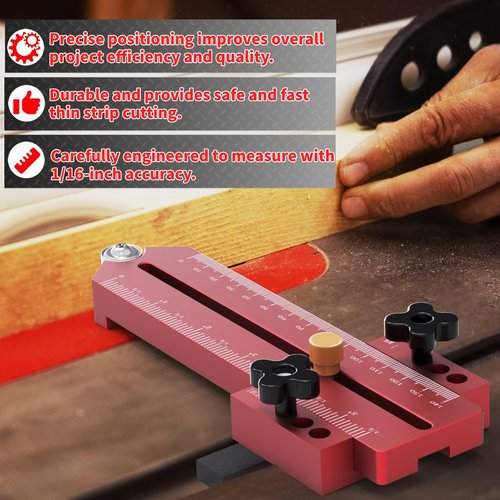 AORRZER Thin Rip Jig Table Saw Jig Guide, Making Repetitive Narrow Strip Cuts, Fit for 3/4" x 3/8" T/U Slots, Woodworking Tools Thin Rip Guide for Table Saw Band Saw Router Table