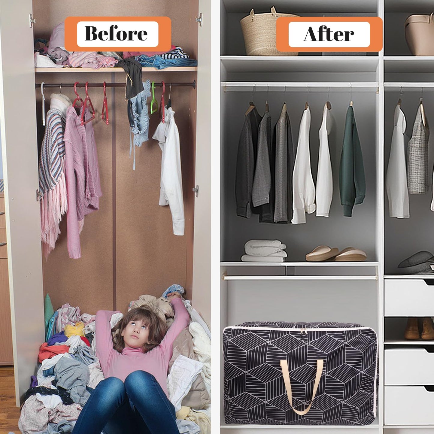 Dntorx 4 Pack Large Storage Bag, 28GAL Moving Bags with Zips Large Duvet Storage Bag Clothes Storage Bags Underbed Storage Box for Clothes, Pillows, Bedding, Blankets, Christmas Storage Containers