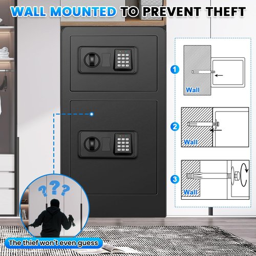 8.25 Cuft Fireproof Large Home Safe Box, Double Door Safes Box, Heavy Duty Document Safe With Keypad Key, Smart Alert, Personal Digital Money Safe For Cash Jewelry