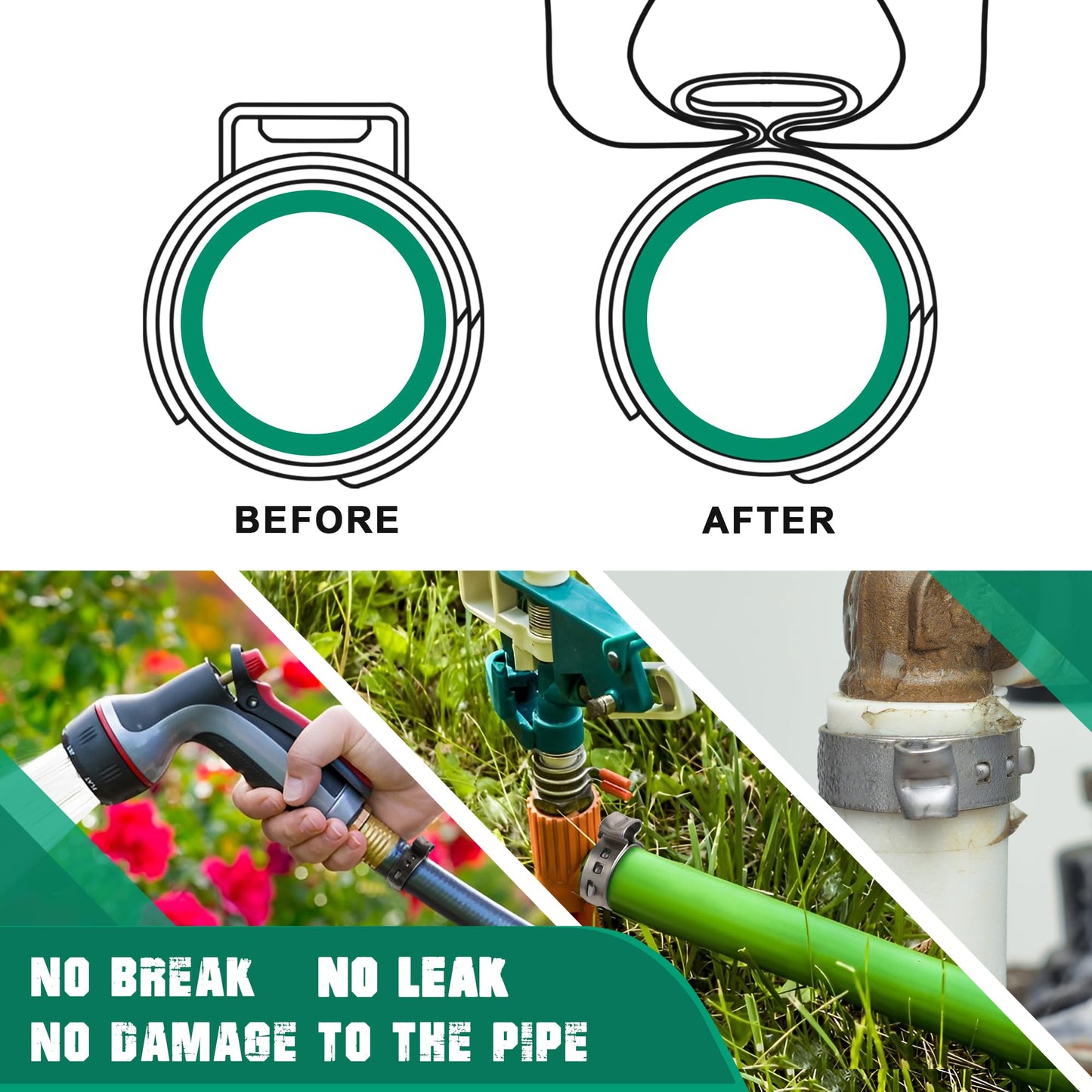 OURU 100PCS Pex Crimp Rings Assortment,304 Stainless Steel Pex Clamps 1/2",3/4" Single Ear Hose Clamps,Pex Cinch Clamps for Pex Fittings Pipe Tubing
