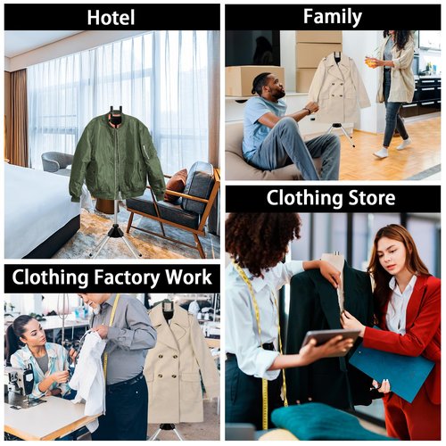 PTMTFYL Steamer Stand for Clothes, Foldable Rotatable Garment Hanger for Steaming Clothes, Adjustable Height Steam Iron Stand Rack with Ironing Board and Glove for RV, Home, Hotel (Black)