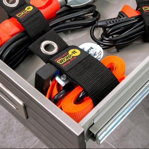Heavy-Duty Wrap-It Storage Straps - 17" (6-Pack) Silver - Garage Organizer and Extension Cord Hanger for Storage Ideas as an Electric Cord Holder