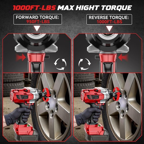 Cordless Impact Wrench 1/2” Compatible with Milwaukee 18v Battery(No Battery), 1000FT-LBS(1360N.m) High Torque Impact Driver, Electric Impact Gun with LED Work Light, Variable Speeds, 4-Speed Control