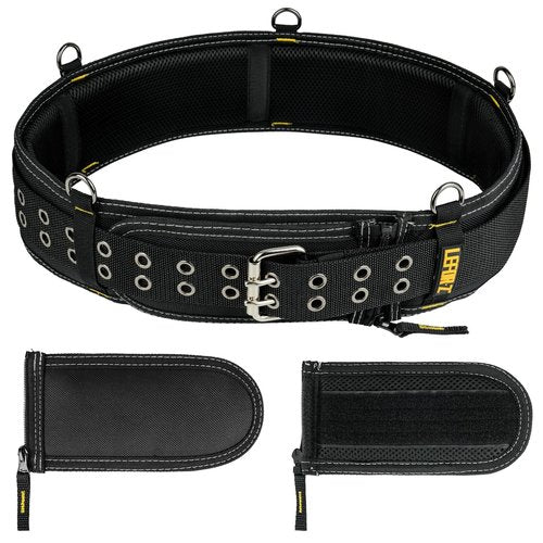 Padded Tool Belt,4-Inch Heavy Duty Tool Belts for Men with 5 Suspenders Ring,Work Belts for Electrician,Carpenter,Construction,Utility Belt,Adjustable Waist 34''-47''(Pouch not Included)
