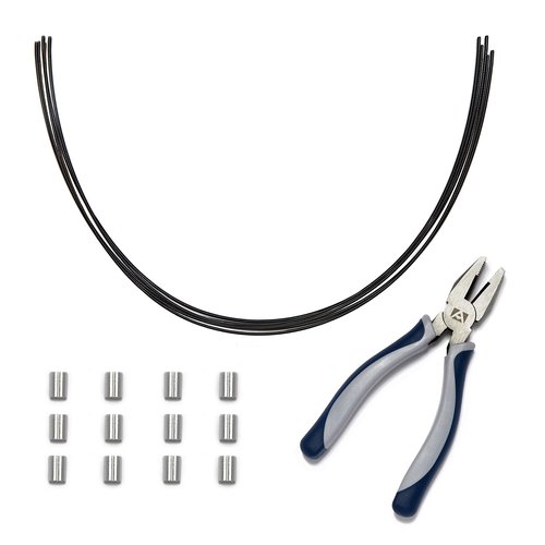 TetherTies Cable Organization, DIY Tether Kit - Customizable Cable Tethers for Computers, Adapters & Dongles - Easy Self Installation Tether Cables with Free Crimping Tool (Black 5 Pk, 12 inch)