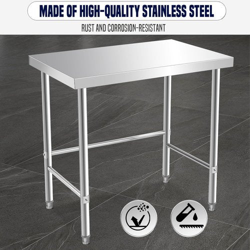 Stainless Steel Work Table 48x24 Inch, Commercial Kitchen Prep Table Metal Table for Restaurant and Home
