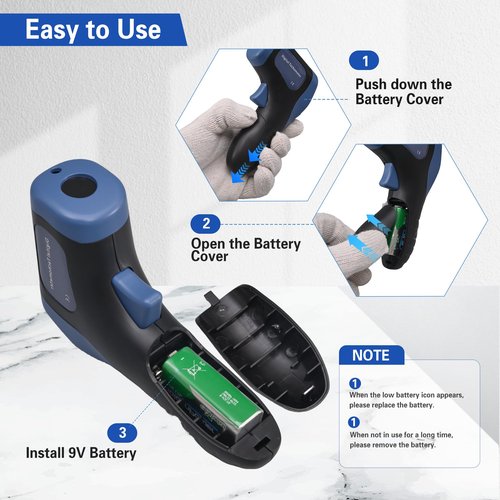 Handheld Digital Laser Tachometer - Non-Contact RPM Meter, Measures 2.5-99,999 RPM, High Precision with LCD Display, Reflective Tape Included, Ideal for Motor Speed and Industrial Use