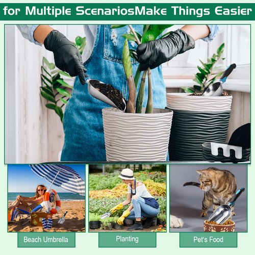 2 Pcs Soil Scoop 13.39 x 3.82 Inch Aluminum Transplanter Trowel Bend Proof Garden Tools Large Heavy Duty Hand Shovel with Comfort Soft Non Slip Grip Handle Garden Gifts for Digging Fertilizer (Blue)
