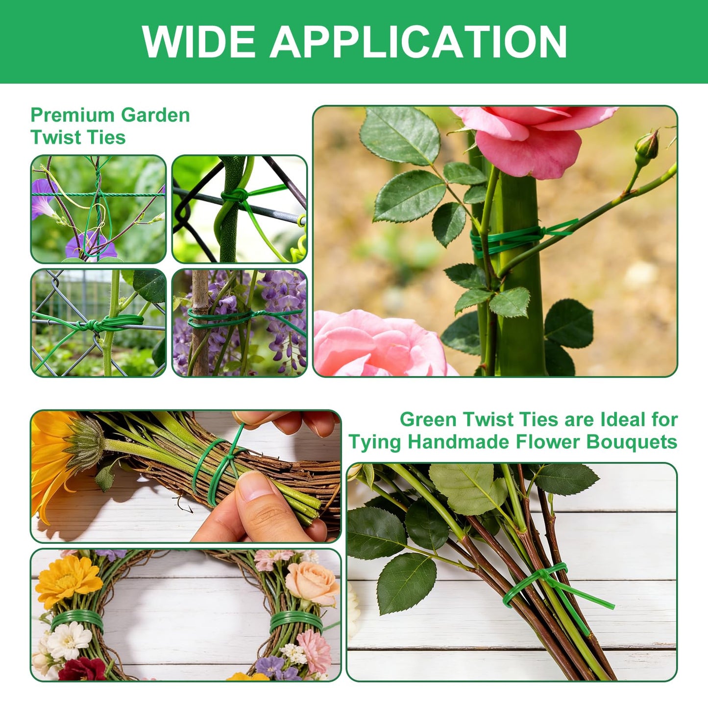 LBOKLING 2 Pack Twist Ties, 525 Feet (160m) Sturdy Garden Plant Ties with Cutter, Rustproof & Flexible Garden Ties for Plant of Gardening, Indoor & Outdoor Home and Office Use (Green)