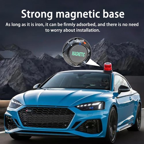 QXMH Solar Strobe Warning Light: Strong Magnetic Base Waterproof Traffic Light,Solar Safety Flashing LED Lamp for Construction, Traffic, Factory, Safety Sign, Crane Tower, Boat Navigation (Red)