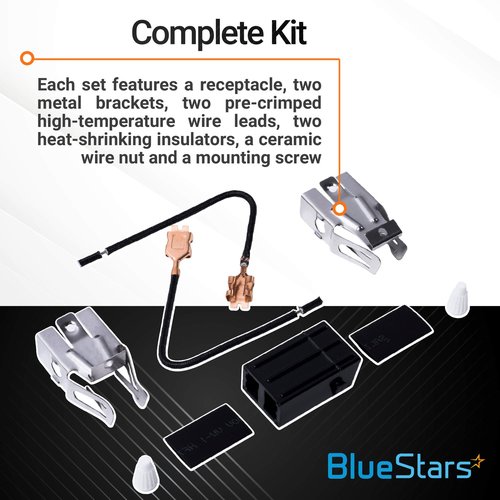 BlueStars 330031 Range Burner Receptacle Kit Replacement - Compatible with Whirlpool Kenmore Range/Stove/Microwave Oven - Replaces AP3075808 814399 5303935058 5301167733 WB17X210- PACK OF 4