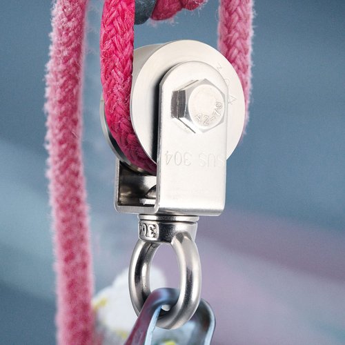 PINGEUI 2 Pack V Type Swivel Pulley, 304 Stainless Steel Duplex Bearing Super-Silent Detachable 360 Degree Rotation Heavy Duty Traction Wheel, 441 lbs Capacity