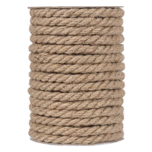 Tenn Well 10mm Jute Rope, 50 Feet 3/8 inch Heavy Duty and Thick Twine Decorative Rope for Crafting, Cat Scratch Post, Gardening, Farmhouse Decor, Home Decor