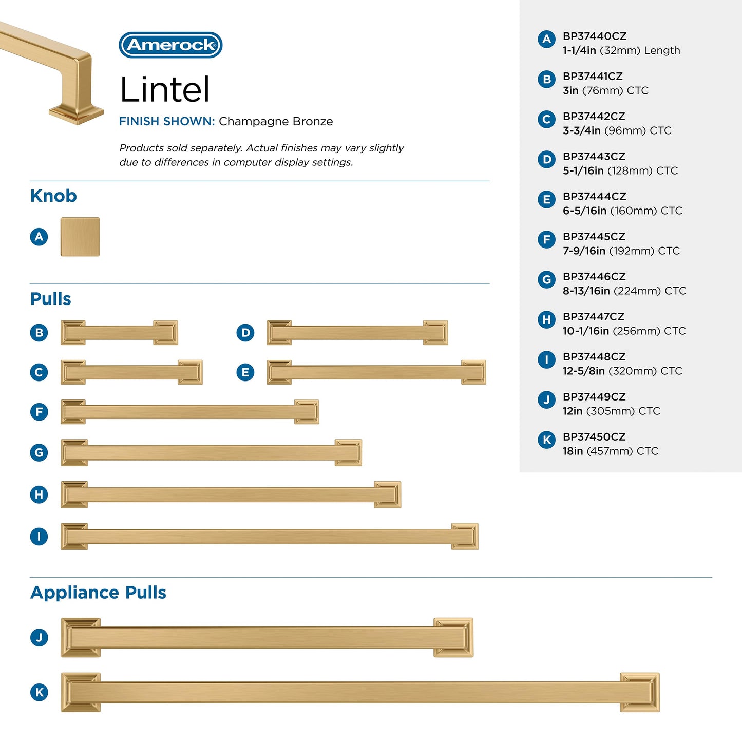 Amerock Lintel 10-1/16 inch (256mm) Center-to-Center Champagne Bronze Cabinet Pull, BP37447CZ