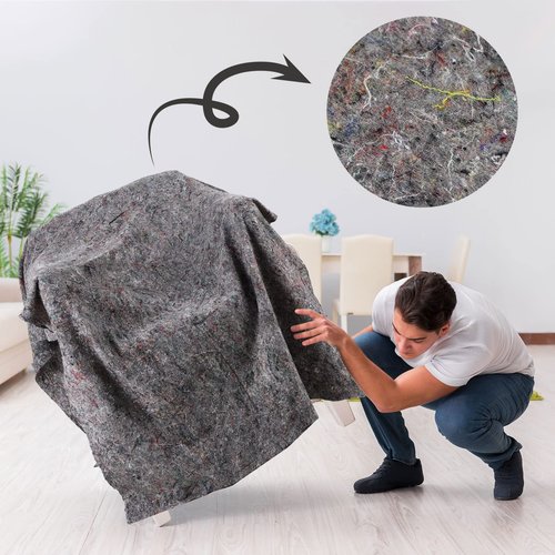 Oudain 24 Pieces Moving Blankets Bulk 39 x 71 Inch Soft High Tensile Strength Cotton Fiber Professional Packing Moving Storage Blankets