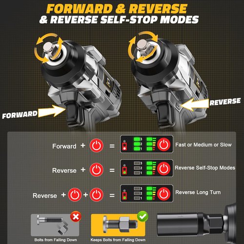 Cordless Impact Wrench 1/2 inch for Dewalt Battery, 1000FT-LBS (1360N.m) Brushless Electric Impact Gun Includes LED Work Light, 2100RPM High Torque Impact Driver, Bare Tool Only
