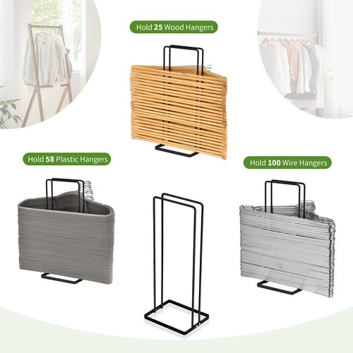 EASTTOWEST Hanger Organizer Stacker for Closet Laundry Room,Holds up 110 Wire Hanger,Black Carbon Steel Clothes Hanger Storage Rack Holder for Adult or Child