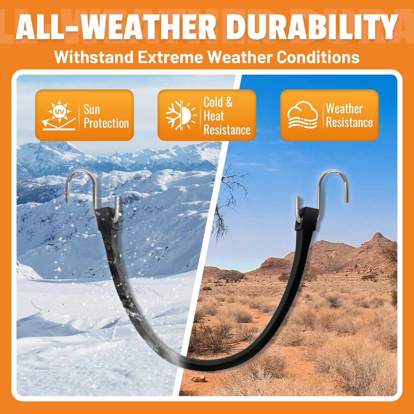 HOXWELL 21" Rubber Bungee Cords with Hooks, Heavy Duty EPDM Bungee Cord with 150% Max Stretch, Heavy Duty Bungee Straps for Securing Tarps, Canvases, Cargo, Motorcycle, Weatherproof, Pack of 10