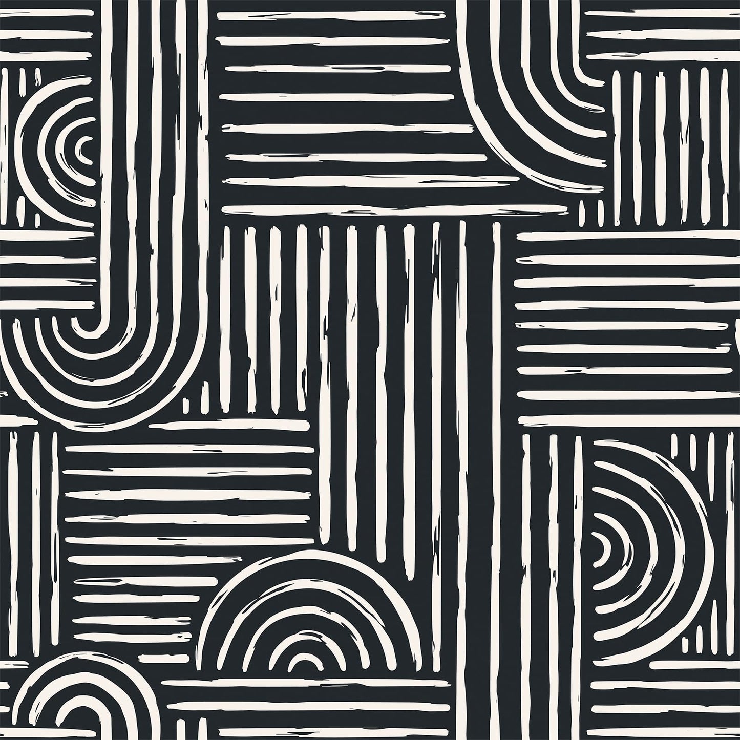 Livelynine Geometric Peel and Stick Wallpaper Black and White Modern Mid Century Geometric Abstract Wall Paper Contemporary Minimalist Lines 17.5x78.8 Geometric Pattern Contact Paper for Cabinets