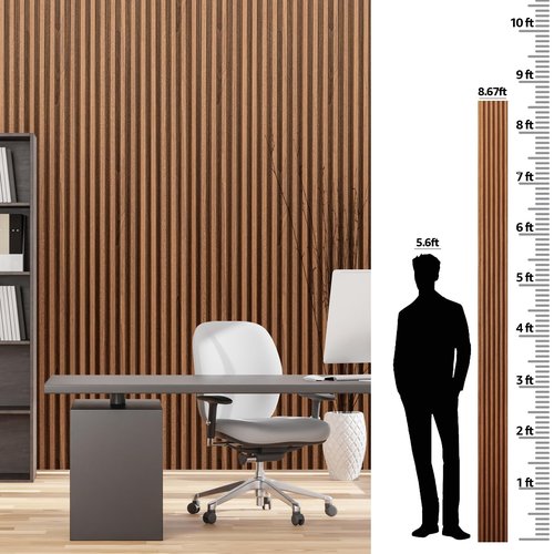 Art3dwallpanels Wood Slat Wall Paneling, 104'' x 6.7'' WPC Soundproof 3D Wall Panels for Interior Wall Decor, 8 Pack Fluted Textured Panel Wall Slats, Teak