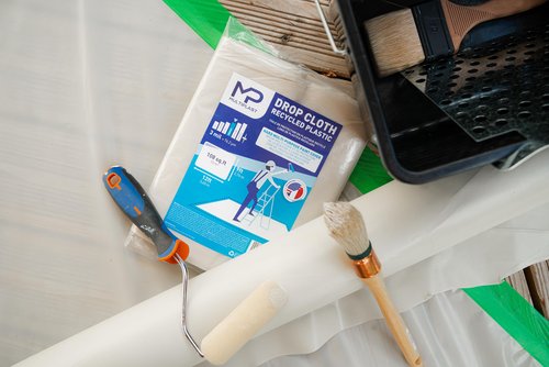 MULTIPLAST Drop Cloth Recycled Plastic SHEETING Professional-Quality Painters' Plastic SHEETING - SITE Protection 3 mil - 9 x 12 ft - Premium Quality Thickness