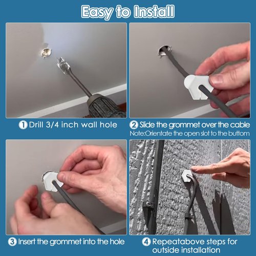 Saillong 2 PCS Cable Routing Kit Compatible with Starlink Ethernet Cable Rubber Grommet for 3/4 Inch Wall Hole Grommet Feed Through Bushing Compatible with Starlink Wall Router Adapter (White)