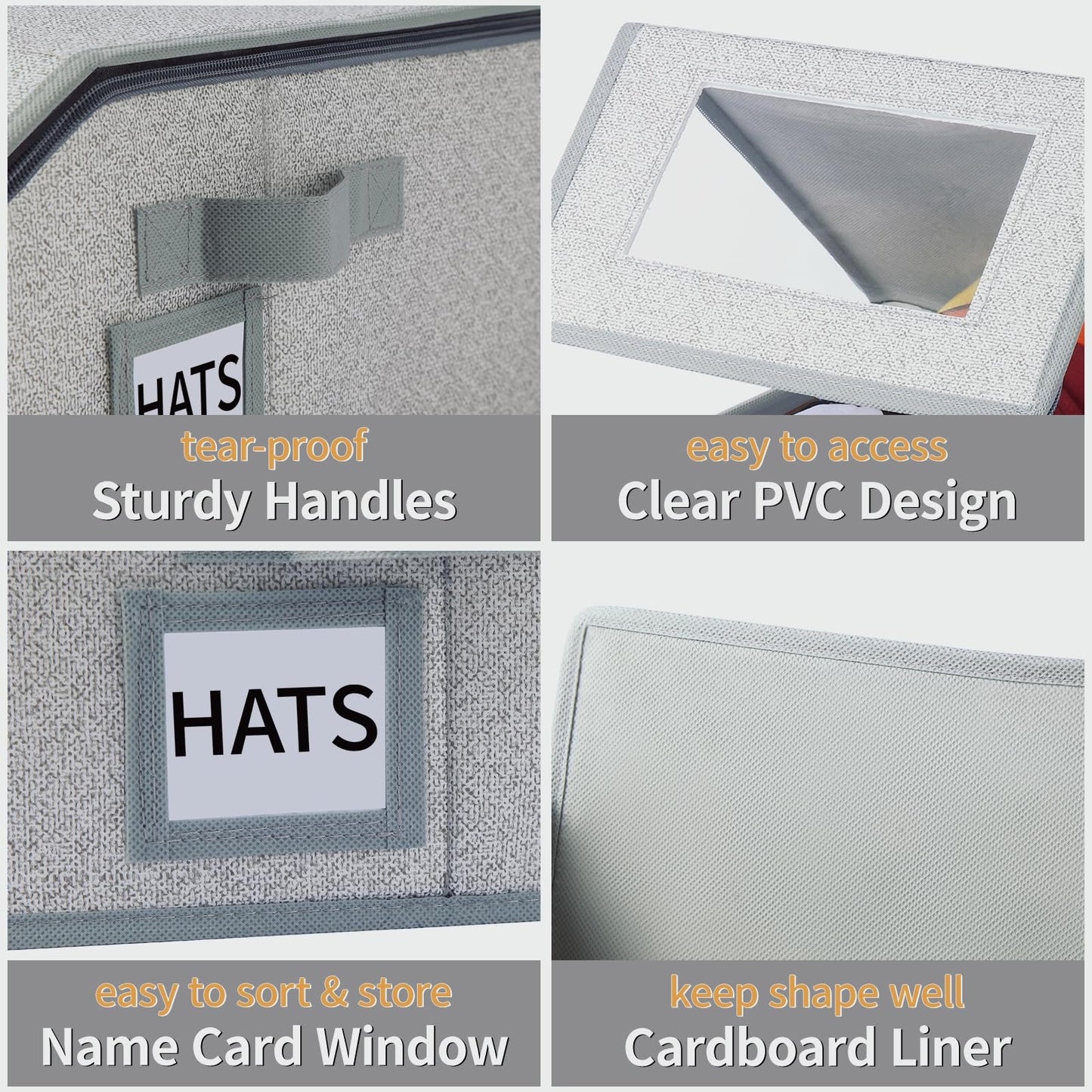 LUMESIX 2 PCS Hat Organizer for Baseball Caps Stackable HatBox Hat Rack Hold Up to 24 Caps Hat Storage for Closet with Clear Window Space-Saving Fabric Hat Holder