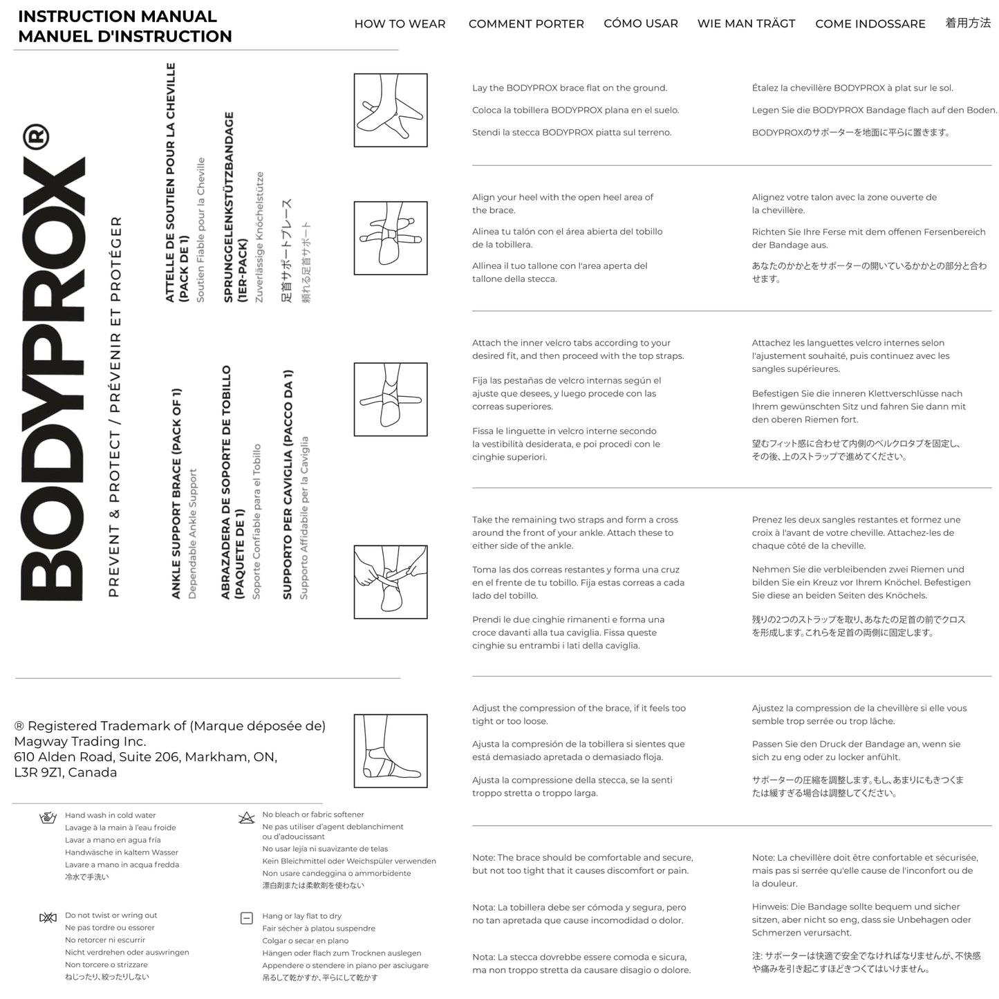 Bodyprox Ankle Support Brace, Breathable Adjustable Wrap, 1 Pack
