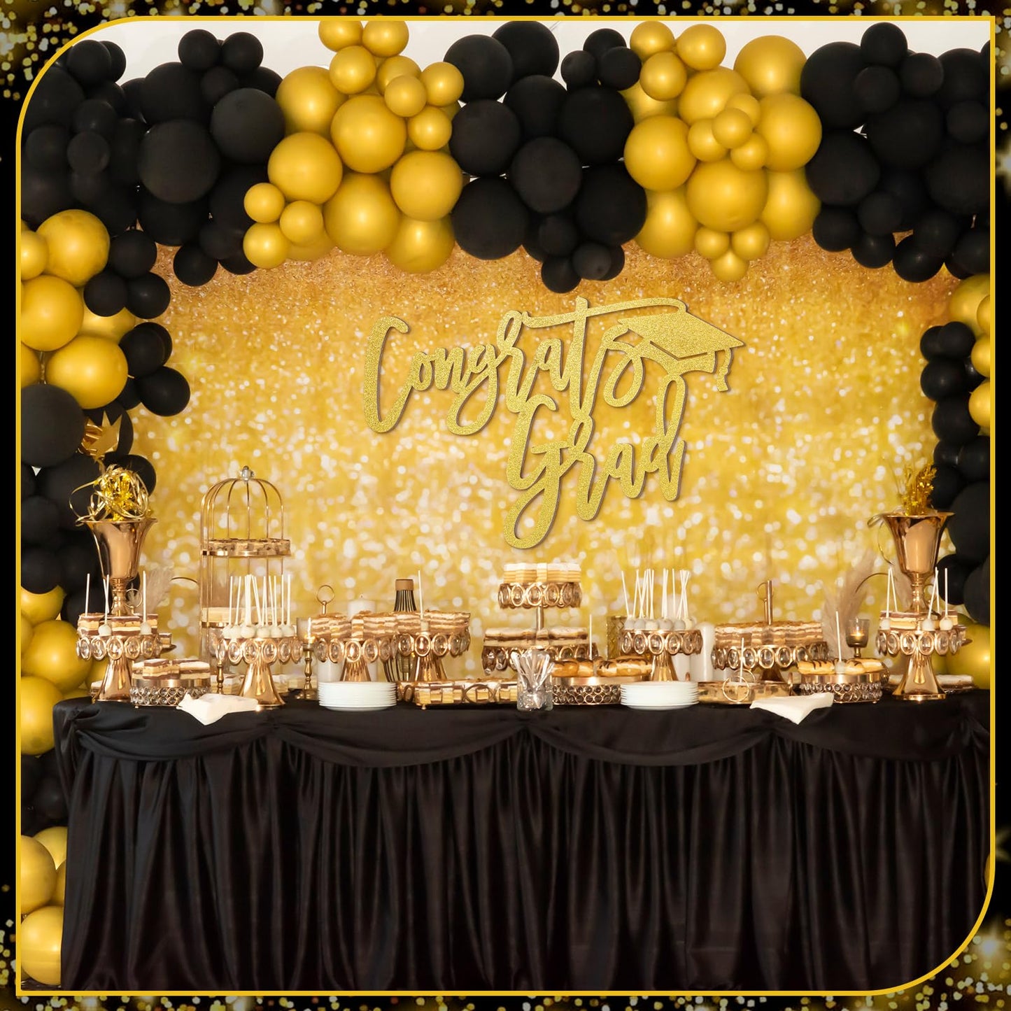 2026 Graduation Decorations Congrats Grad Wood Sign for Class of 2026 Graduation Party Backdrop Decorations Cutout Graduations Photo Booth Prop for School Celebration Sign Wall Decor(Gold)