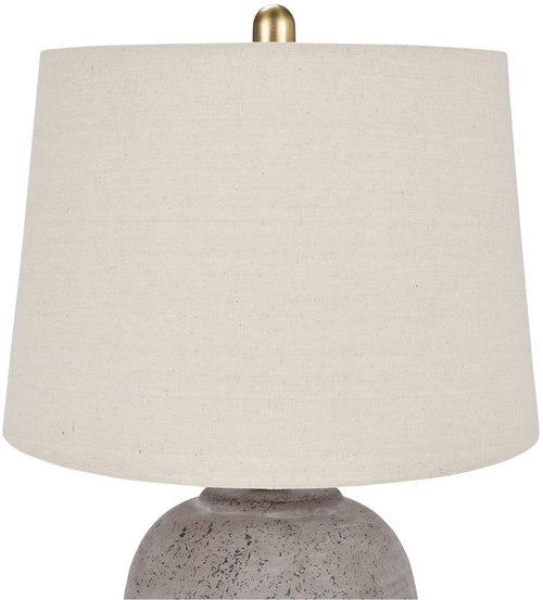 Nourison Home 23" Greyish Brown Earth Tone Rustic Farmhouse Ceramic Table Lamp for Bedroom, Living Room, Dining, Office, with Beige Linen Shade