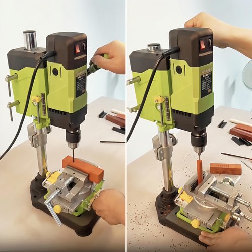 Cross Slide Drill Press Vise, 2-Way X- Y- Benchtop Drill Press Clamp, Portable Table Drill Press Vise with 90° Rotary Table for Drilling Milling Machine