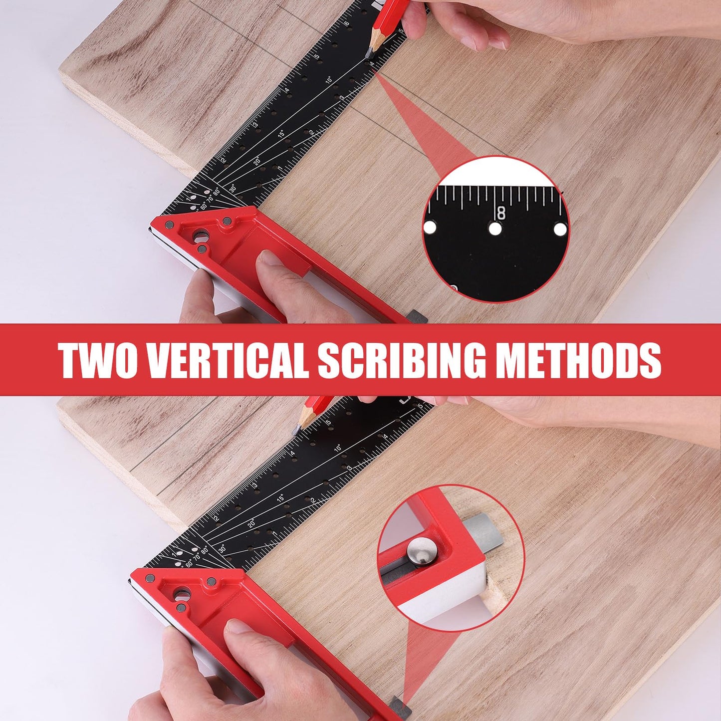 LARMEIL Rafter Square 7 Inch and Framing Square 12 Inch Carpenter Square Set, Woodworking Square Tool, Aluminum Squares Metal Ruler for Woodworking