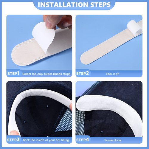 Gejoy Hat Sweat Liner 30 Pcs Hat Sweat Protector Disposable Cap Sweatband for Women Men Golf Baseball(White)