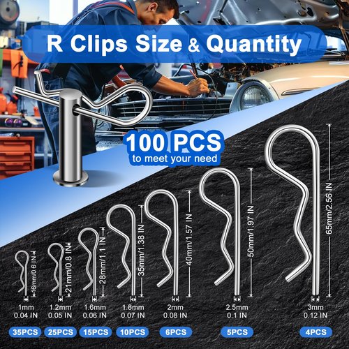 LRVOJUY 220PCS Cotter Pin Assortment Kit, 13 Sizes Premium 304 Stainless Steel Cotter Pins, Heavy Duty R Clips & Hairpin Cotter Pin Set, Hardware Pins for Automotive, Trailer, Hitch Pin Lock System