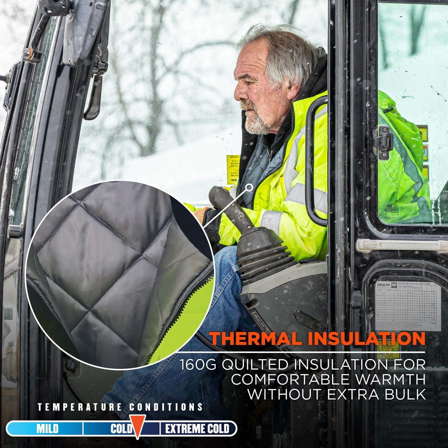 Ergodyne Unisex Adult Hi Vis Safety GloWear 8377 Type R Class 3 Lime Quilted Bomber Jacket, Large, Lime, Large US