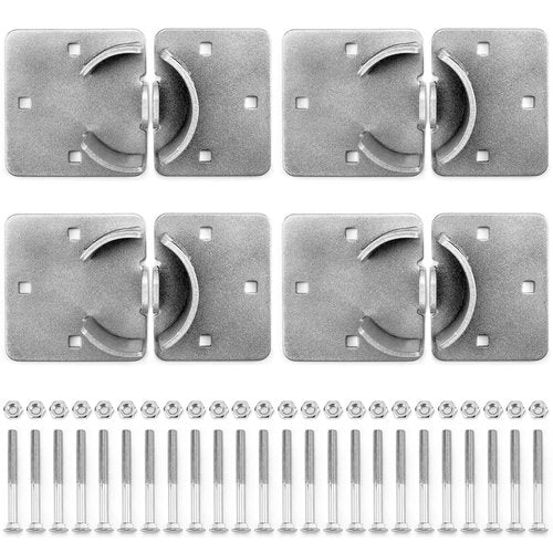 QWORK Puck Lock and Hasp, 4 Pack High Security Steel Hidden Shackle Keyed Alike Padlocks with Keys for Trucks, Gates, Vans and Vending Machines