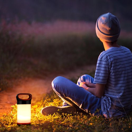 BLACK+DECKER 300LM LED Lantern, Multiwhite 360° Illumination with 5 Light Modes, Frosted Exterior, Folding Hook, up to 12 Hours Runtime, AA Battery Operated, IP65 Waterproof for Camping, Hiking, DIY