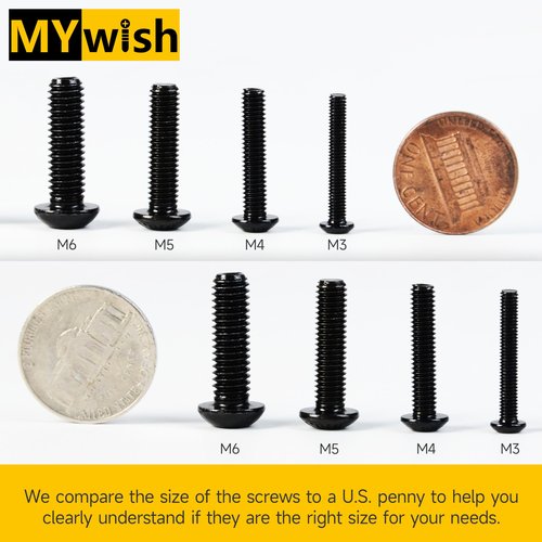 420Pcs M5 Nuts and Bolts, M5 Screws x8mm/12mm/16mm/20mm/25mm/30mm, Metric Screw Assortment 10.9 Grade Alloy Steel, Hex Button Head Cap Metric Screws, Flat Washers/Nuts/Hex Wrenches Black by Mywish