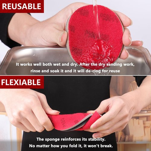 Shineboc 20Pcs 3 Inch Hook and Loop Sanding Sponge Disc with Buffer Backing 180-3000 Grit Wet Dry Sanding Sheets Reusable Hand Sander Sandpaper - Curved Surface Sanding Pads for Automotive Wood Metal