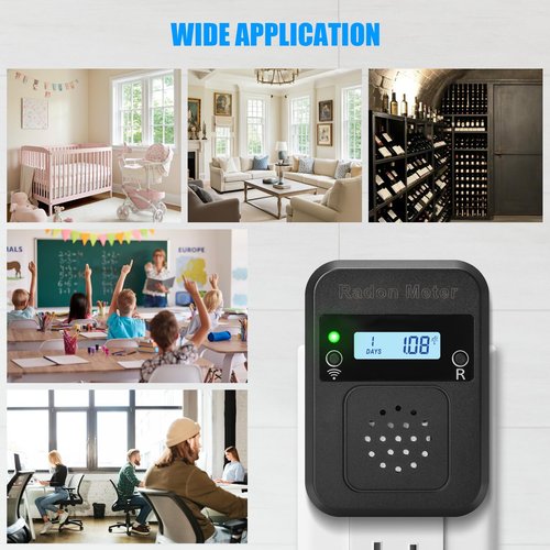 WiFi Home Radon Detector, Portable Radon Meter with Real-Time Short & Long-Term Monitoring, Plug-in Design, Instant Alerts & App Control