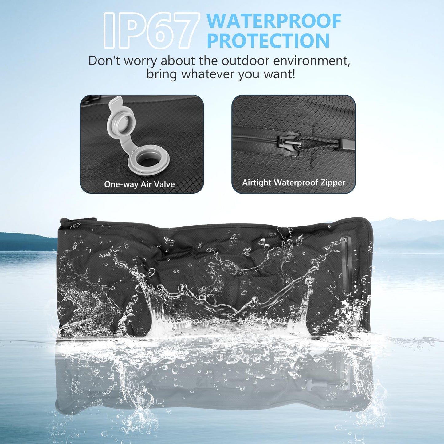 2PC Professional Vacuum Bags for Travel with 55W Super Power Electric Pump, Dobaly IP67 Reusable Vacuum Compression Bags for Suitcases and Backpack Space Saver Vacuum Bags Durable(2 Medium+Pump)