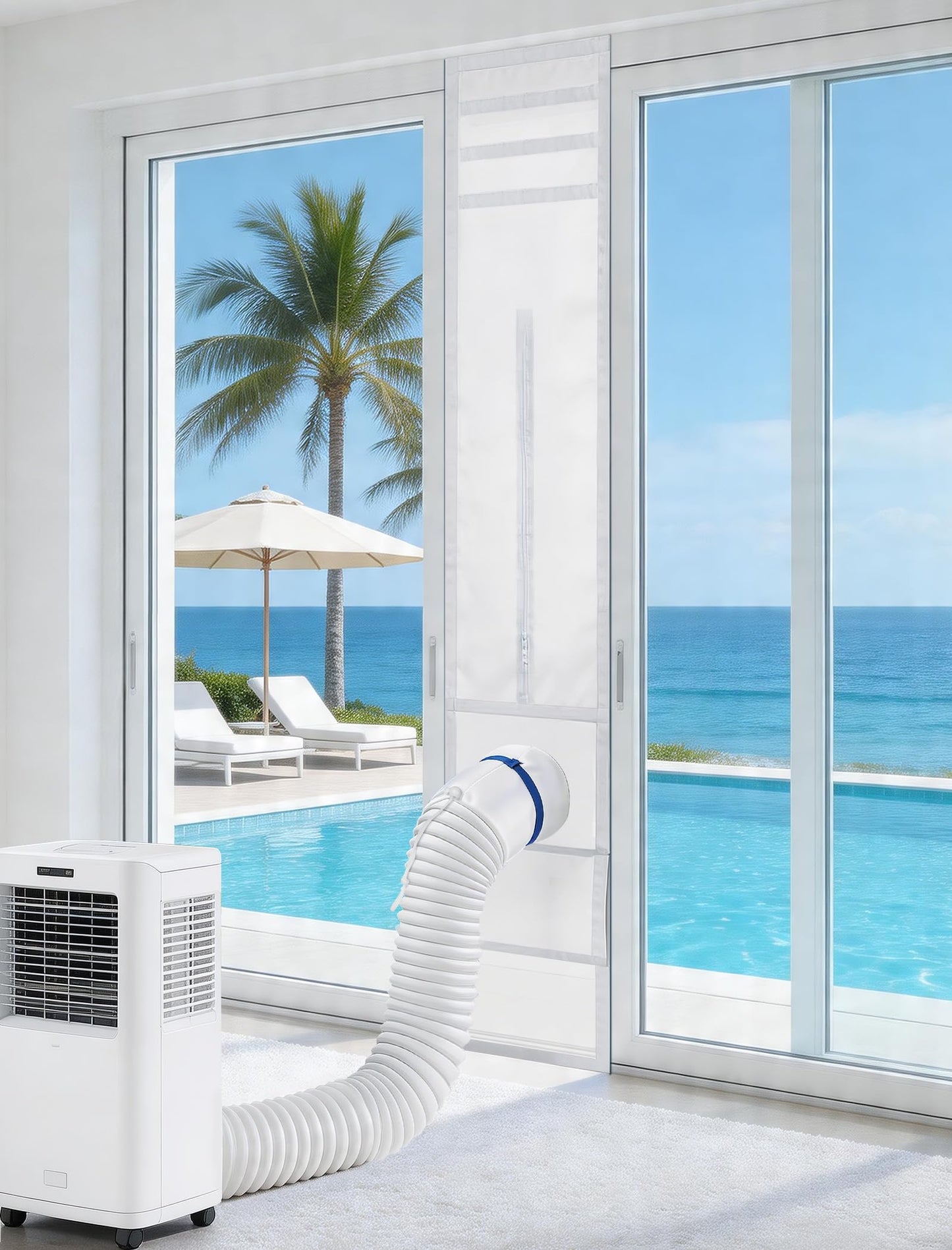 Portable Air Conditioner Door Kit,Door Vent Seal Kit for Mobile Air Conditioning & Dryer，Full Sealing Waterproof Easy to Install，Fit Both 5" and 6" Exhaust Hose，Length Adjustable 10x75~91 inches