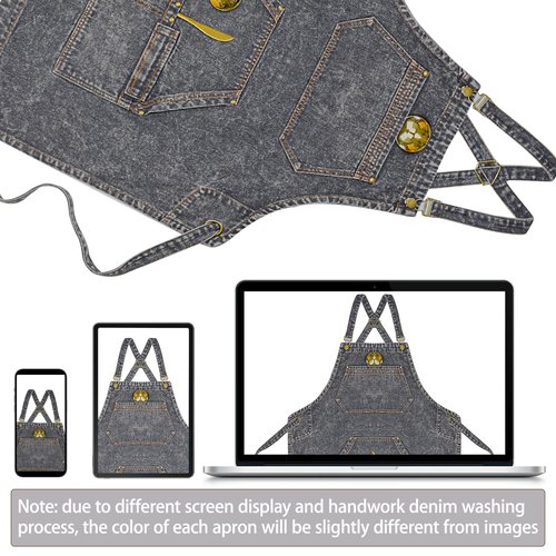 Beitiny Denim Apron with Pockets, Cross Back Apron for Men Women, Jean Work Aprons for Hairstylist Barber Grilling Gardening, Adjustable S to L